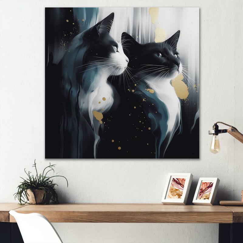 Designart "White And Black Captivating Cats Iv" Animals Cat Kittens
